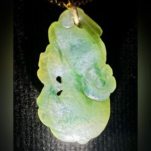 Certified Light Green Natural Type A Jade Jadeite Carved Flower Pendant